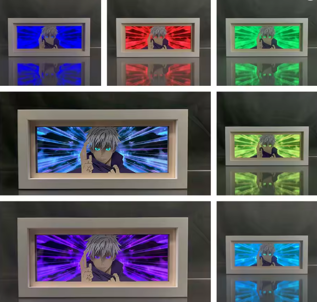 Anime LED Shadow Box Display – RGB Color Changing 3D Light Frame | Gaming Room & Desk Decor